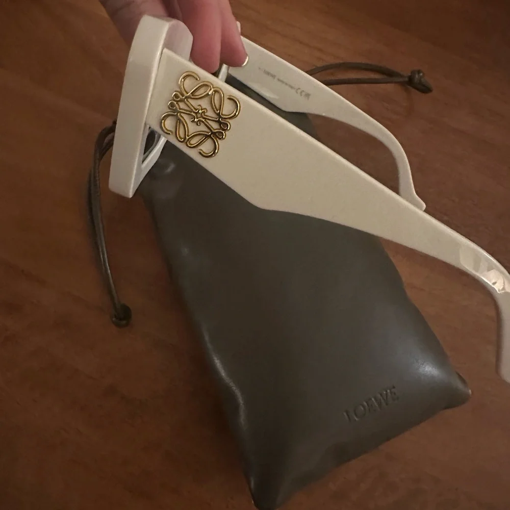 Loewe White Sunglasses with Gold Anagram Detail